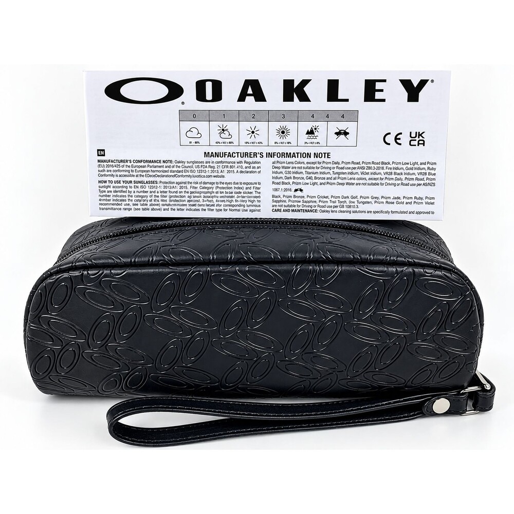Oakley Sunglasses Case Black Embossed O Logo Zip Wristlet Eyeglasses Case